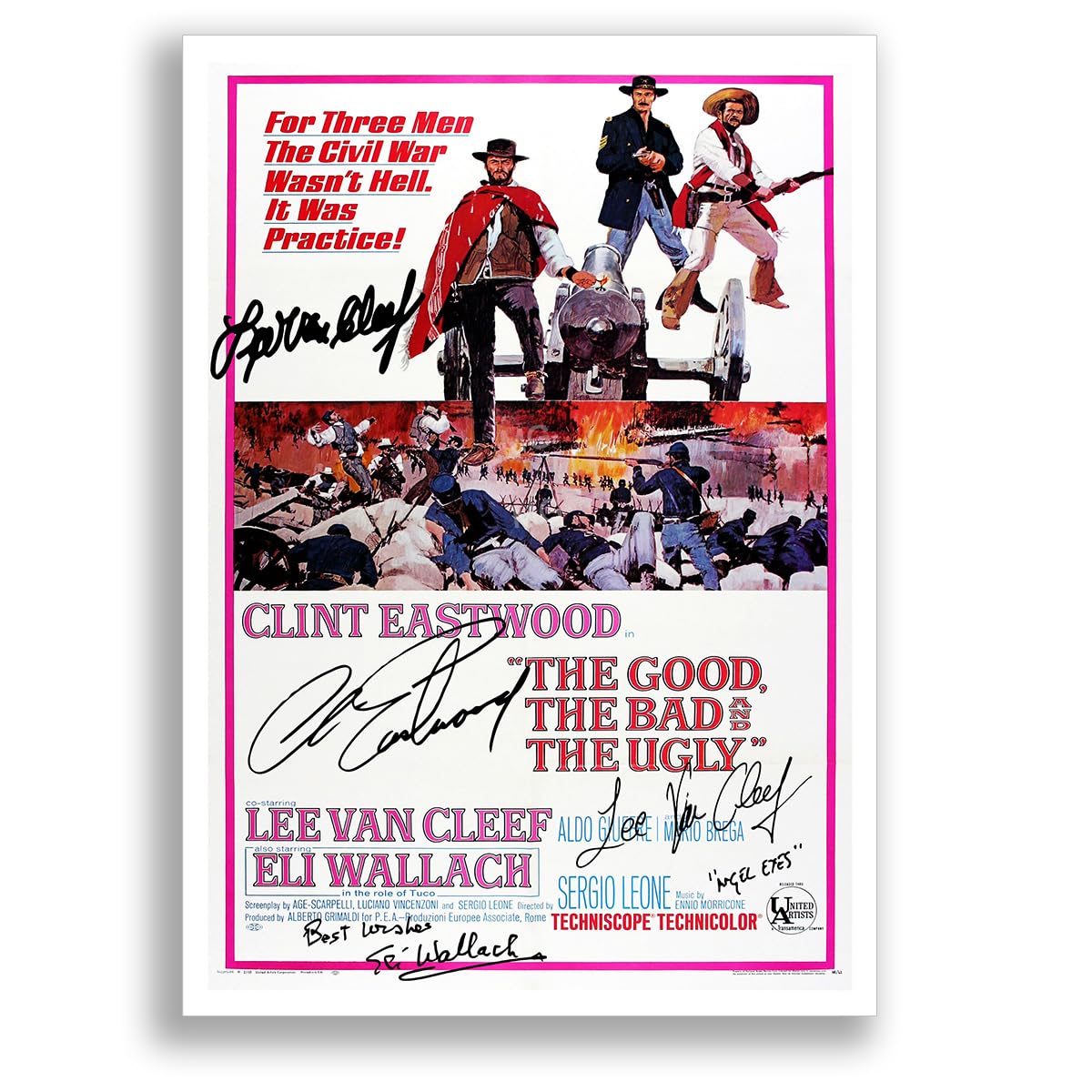 The Man With No Name Dollars Trilogy All Movie Film Posters Cast Signed A4 Poster Photo Print Framed Autograph Gift The Good The Bad And The Ugly (The Good, the Bad and the Ugly A3 Poster Only)