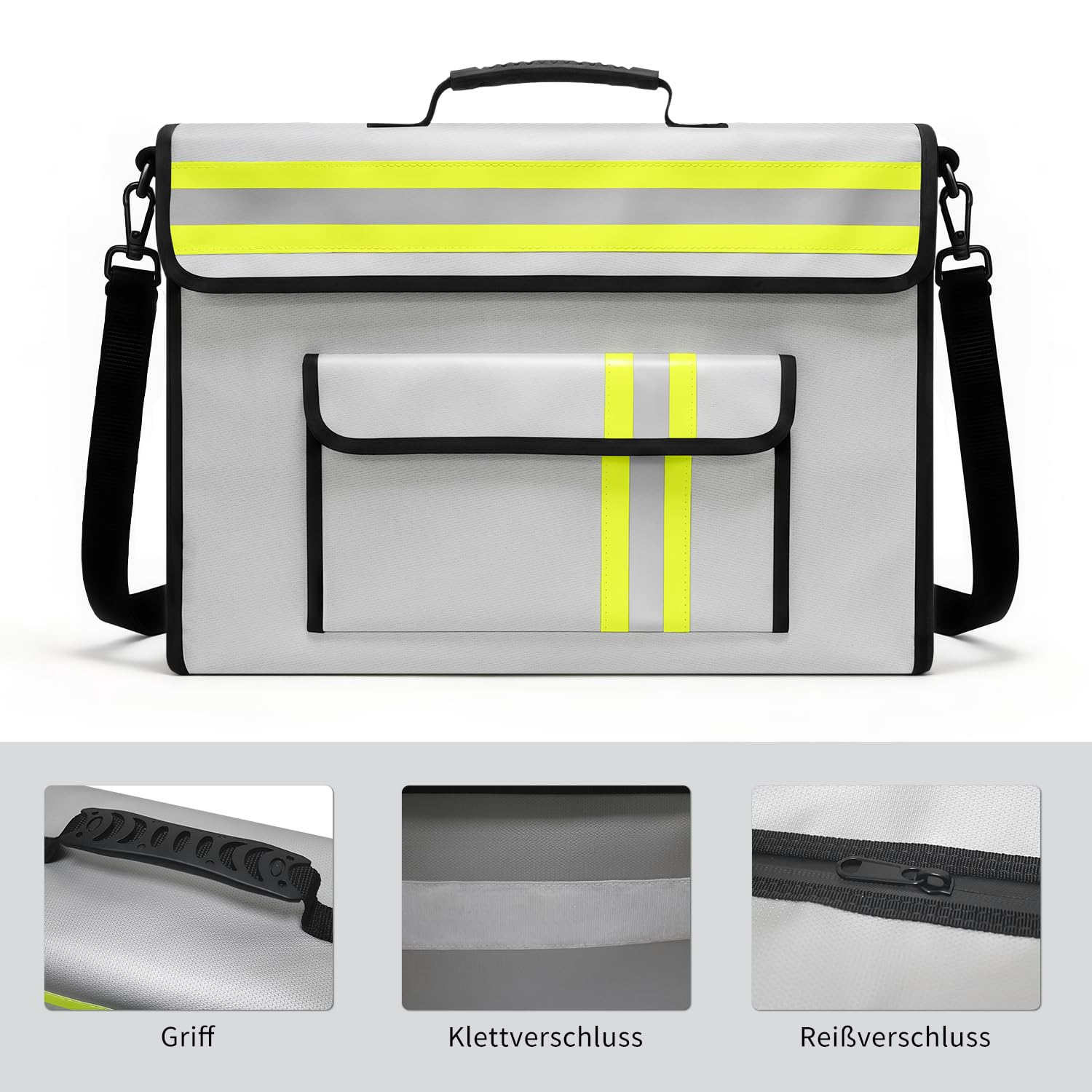 Borsa portadocumenti ignifuga e impermeabile, 6 strati, protezione antincendio, 43 x 30 x 13 cm, 4500 °C, con protezione per portafoglio, riflettente, per trovare la notte, protegge gli oggetti di