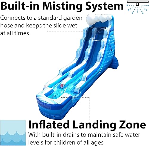 Miniatura 4 de TentandTable Tobogán acuático inflable para niños y adultos, diversión acuática gigante de grado comercial, incluye soplador de aire eléctrico, 35