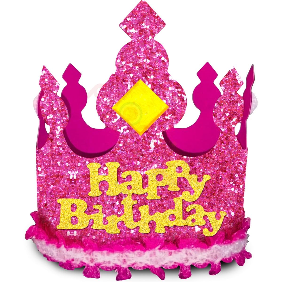 Propsicle Pink Glittery Happy Birthday Paper Cap Crown for Girls Party Decoration Hat Accessory (Pack of 1) (B0DBVL2D5Q) Amazon Price History, Amazon Price Tracker
