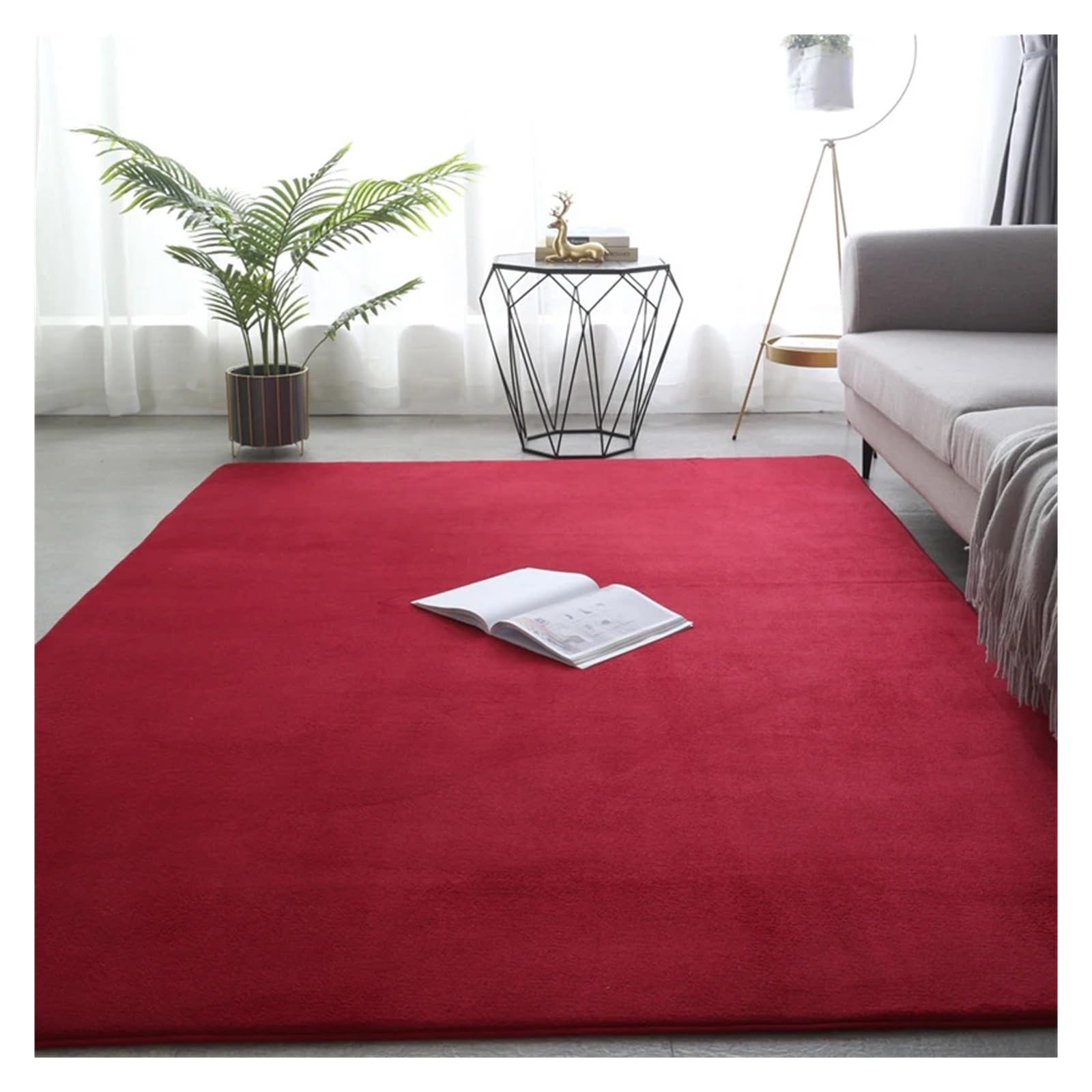 Tapis de sol bordeaux en molleton de corail épais salon et chambre