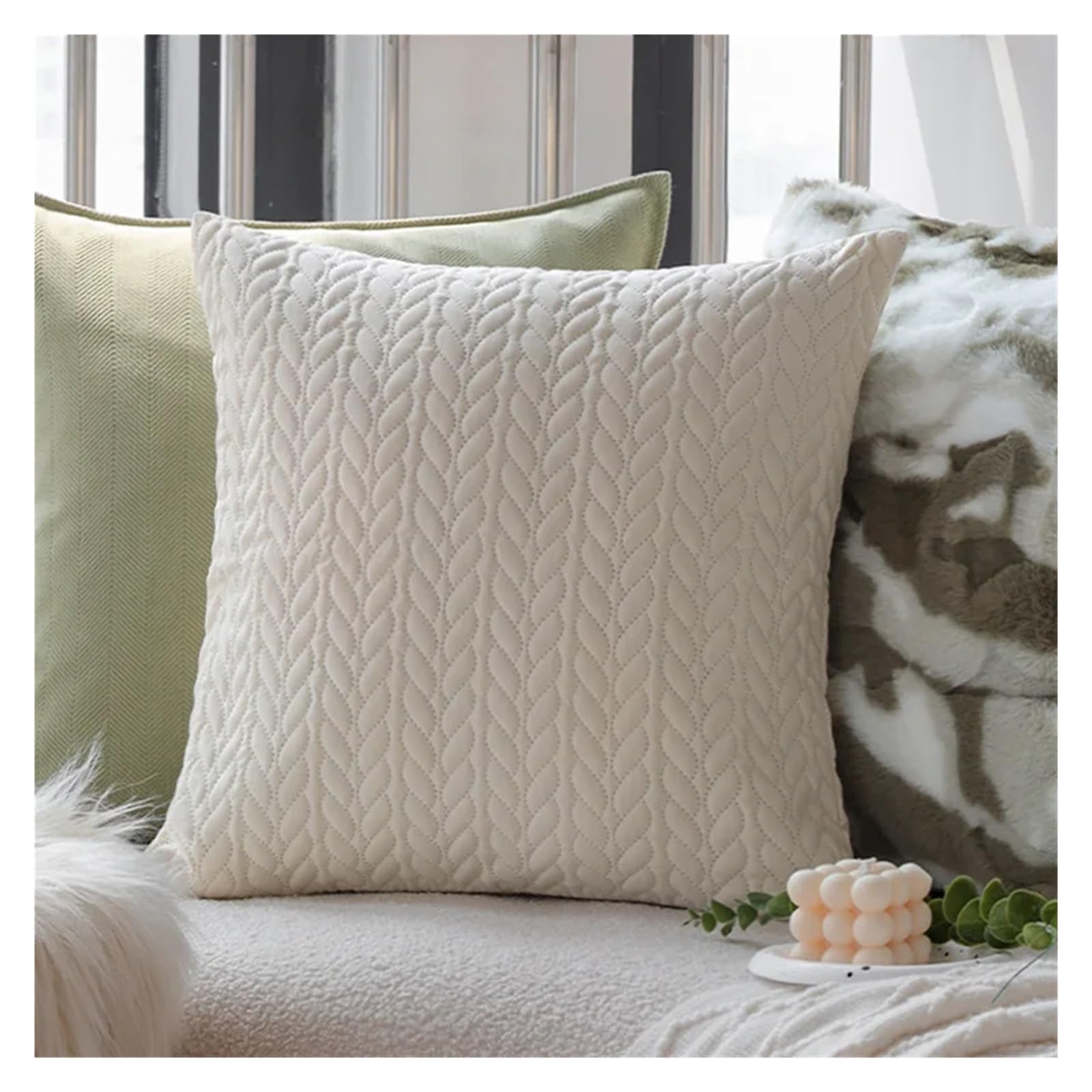 IUVYTA Chenille Pillow Covers Soft Embroidered Throw Pillow Covers Decorative Cozy Chenille Cushion Cases for Couch Sofa(Color 5)