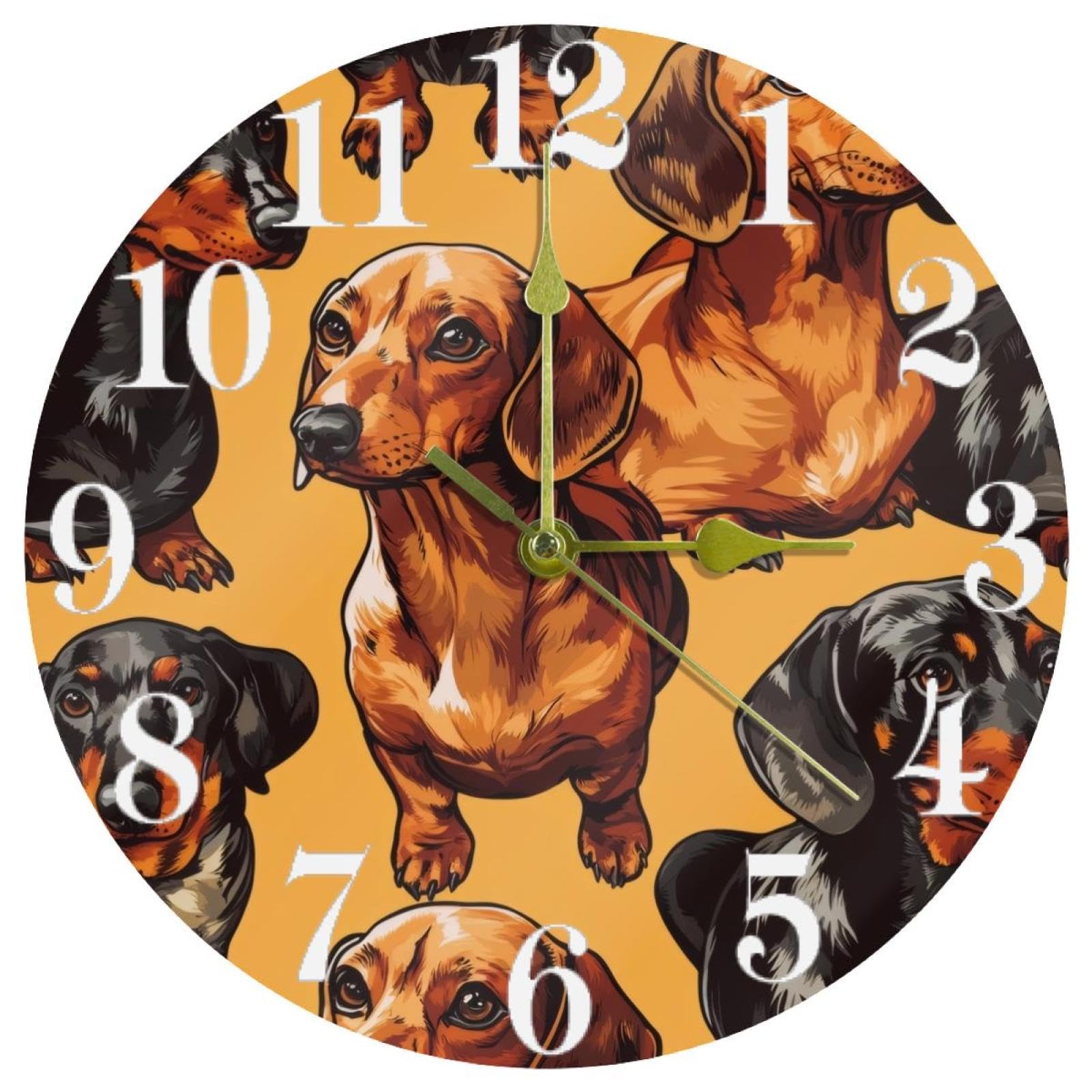 Horloge murale silencieuse sans tic-tac ronde à quartz motif chien