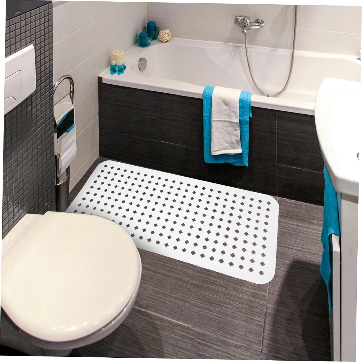 BESTOYARD 1pc PVC Non-Slip Shower Mat Suction Cups Drain Holes and Slip Surface for Bathtub and Bathroom Use Versatile and Minimalist Design