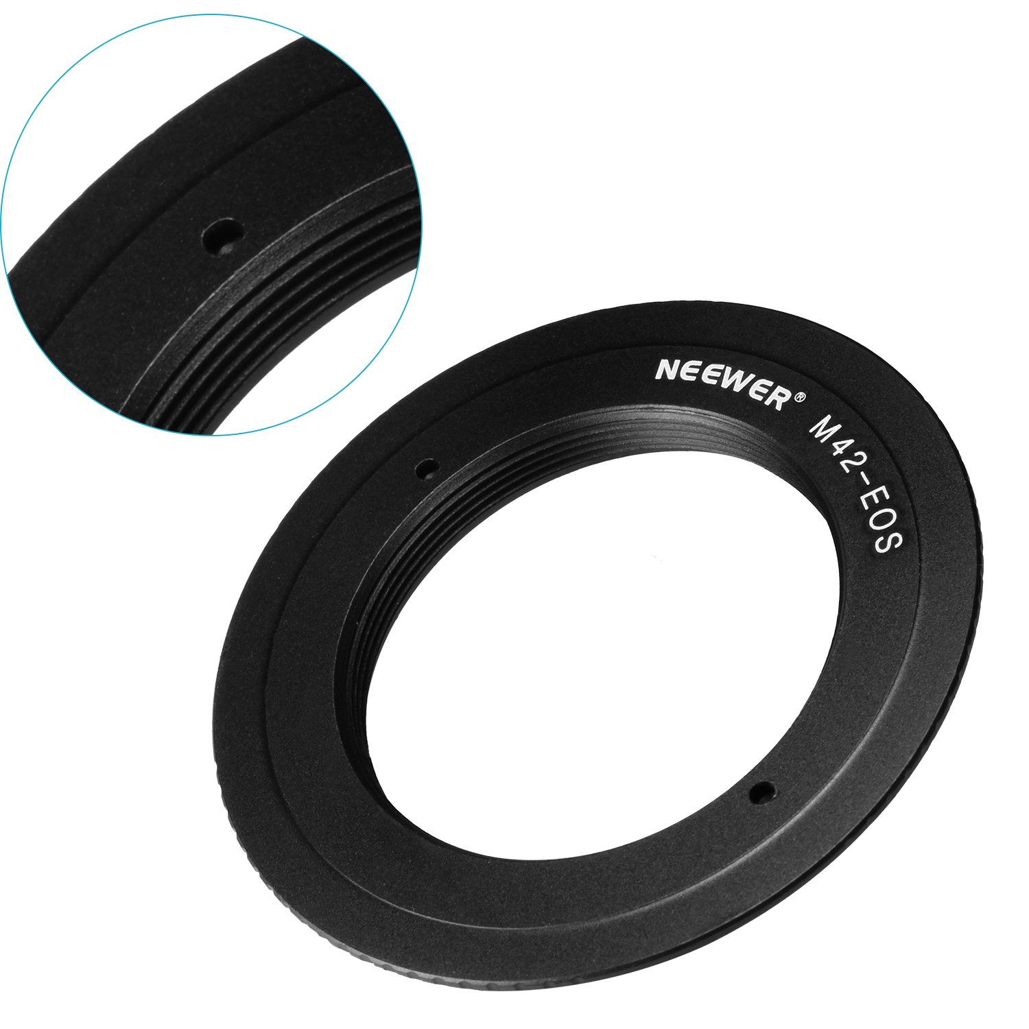 Neewer® Anello Adattatore in Lega di Alluminio per Obiettivo per Obiettivo M42 su Fotocamere Canon EOS, come 1d/1ds, Mark II, III, 5D, Rebel xt, xti, T2i e Così Via - Nero