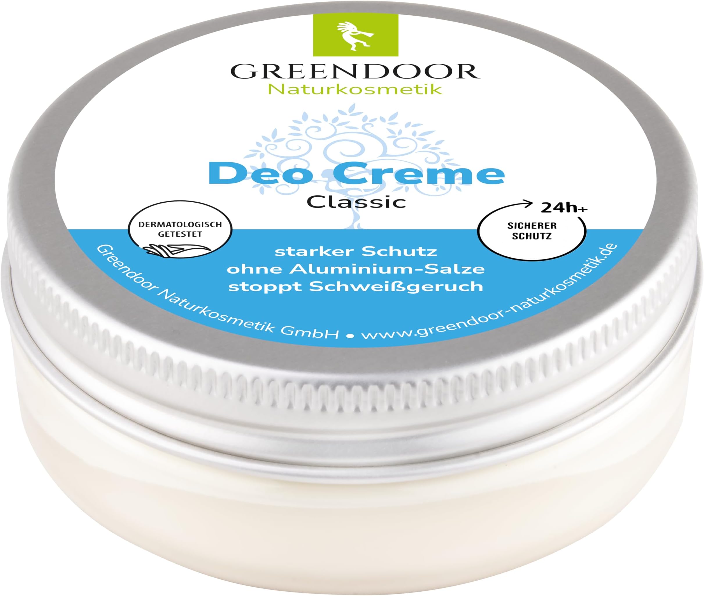 GREENDOOR Deodorant Cream Without Aluminium or Alcohol Vegan 50 ml, 6 Month Pack Against Sweat Odour, Organic Natural Cosmetics, Aloe Vera, Subtle Unisex Fragrance