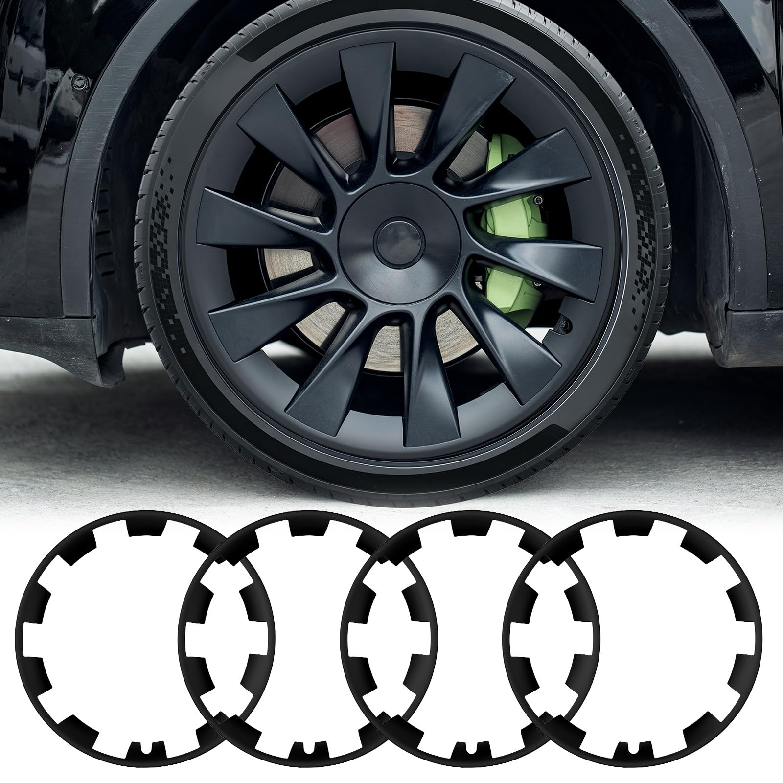 Photo 1 of RAYLUXE Tesla Model Y Rim Protectors for 20" Induction Wheels (Matte Black)