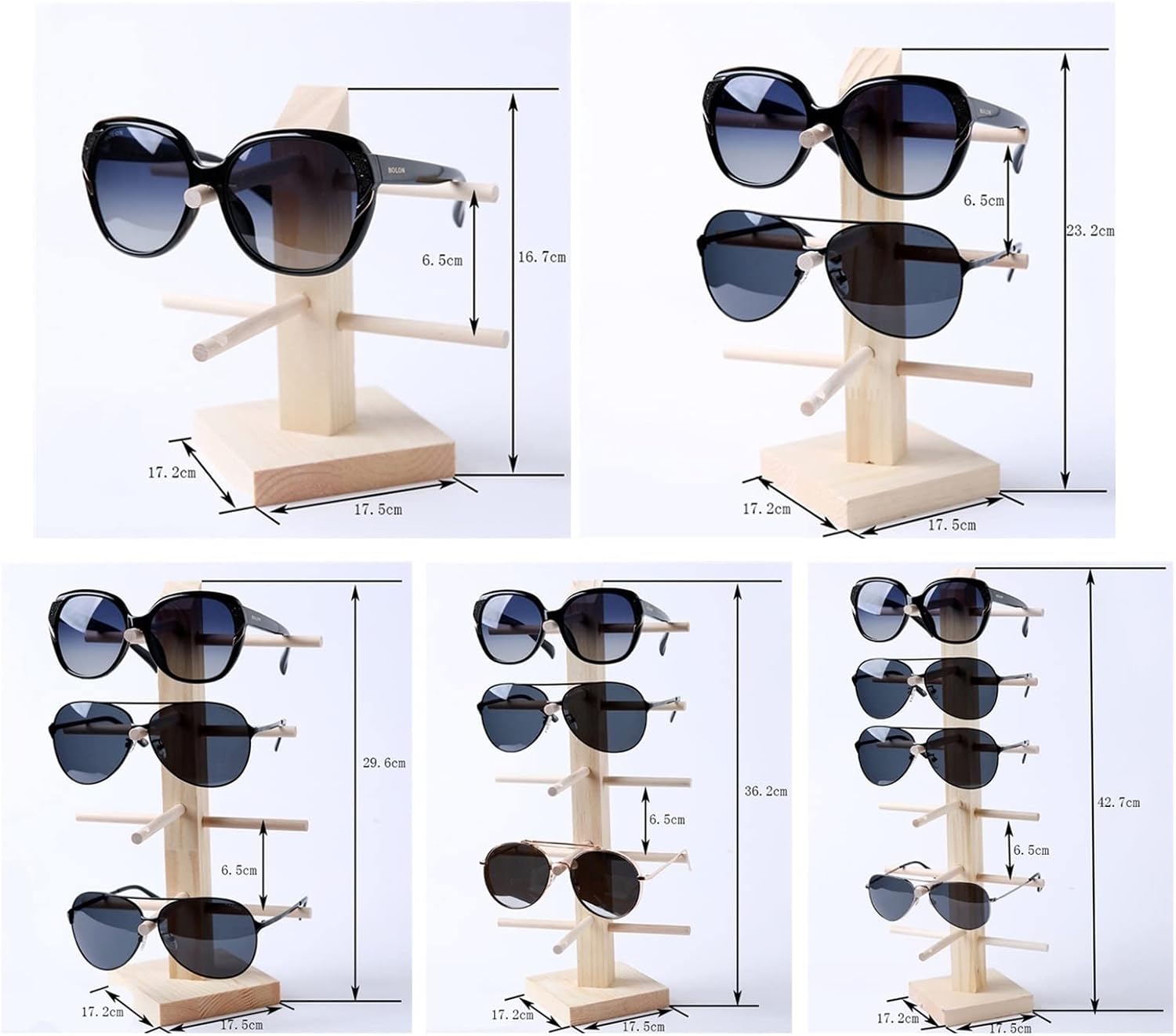 Eyeglass Storage Rack Multilayer Sunglasses Display Stand Wooden Glasses Display Stand Jewelry Stand for Multiple Pairs of Glasses Display Stand Eyeglass Organizer Display Rack ( Color : 2 Layers ) (6