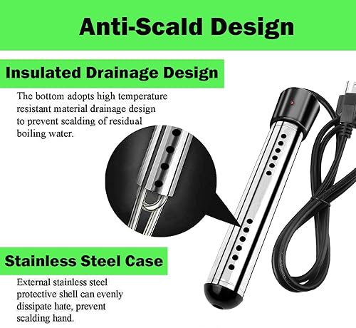 Miniatura 4 de Calentador de agua de inmersión de 2000 W, calentador de agua portátil con termómetro LCD digital, calentador de agua sumergible eléctrico con