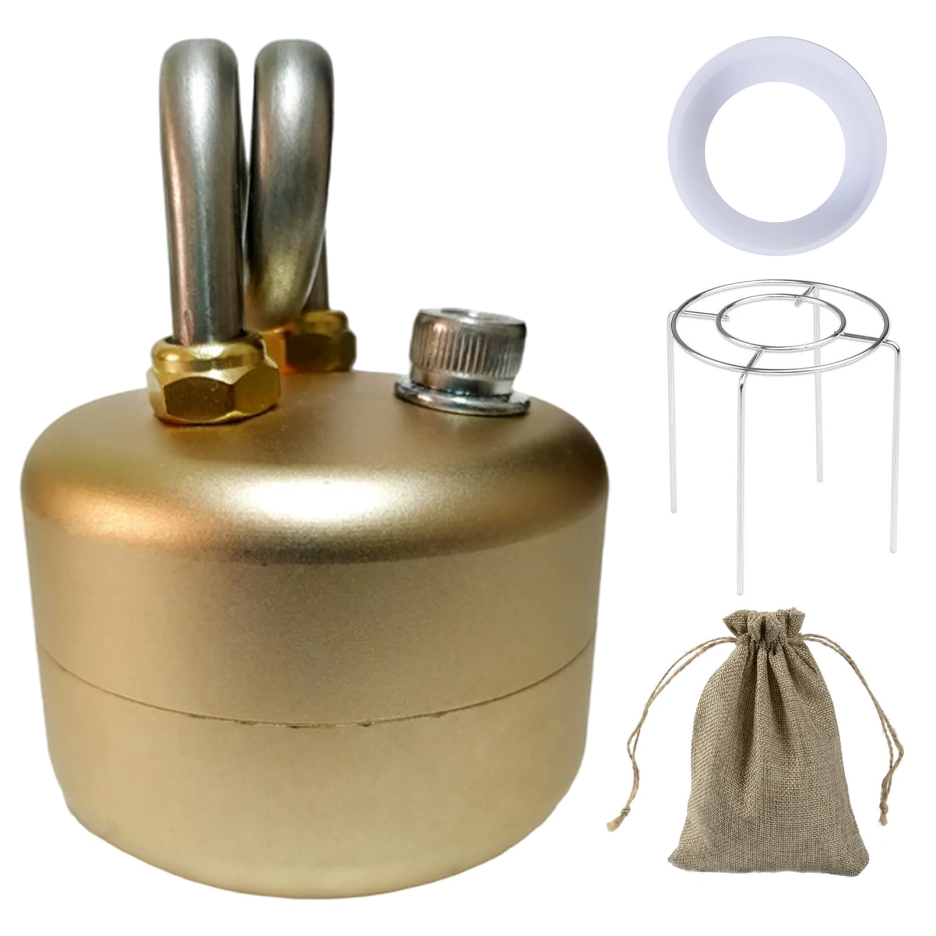 Mini Alcohol Stove, Ultra-Lightweight 3.5oz Alcohol Heater with Stand, Portable Brass Backpacking Stove for Boiling Water, Outdoor Camping Hiking & Emergency
