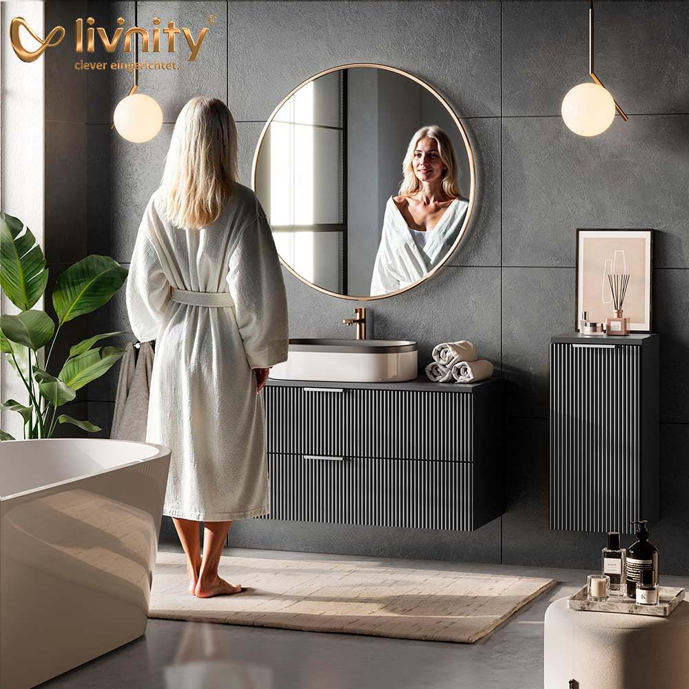 Livinity Armario de baño ATERNO, Roble Vikingo, 40 x 65 cm | con 2 estantes