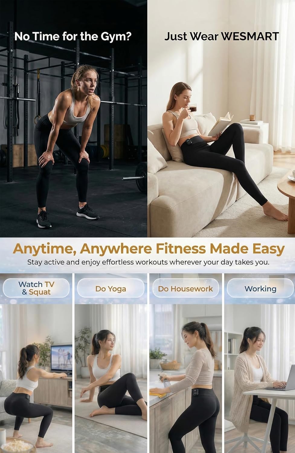 EMS Workout Leggings for Women, Muscle Stimulator Training Pants for Abs & Thigh Workout, Fitness Training Leggings