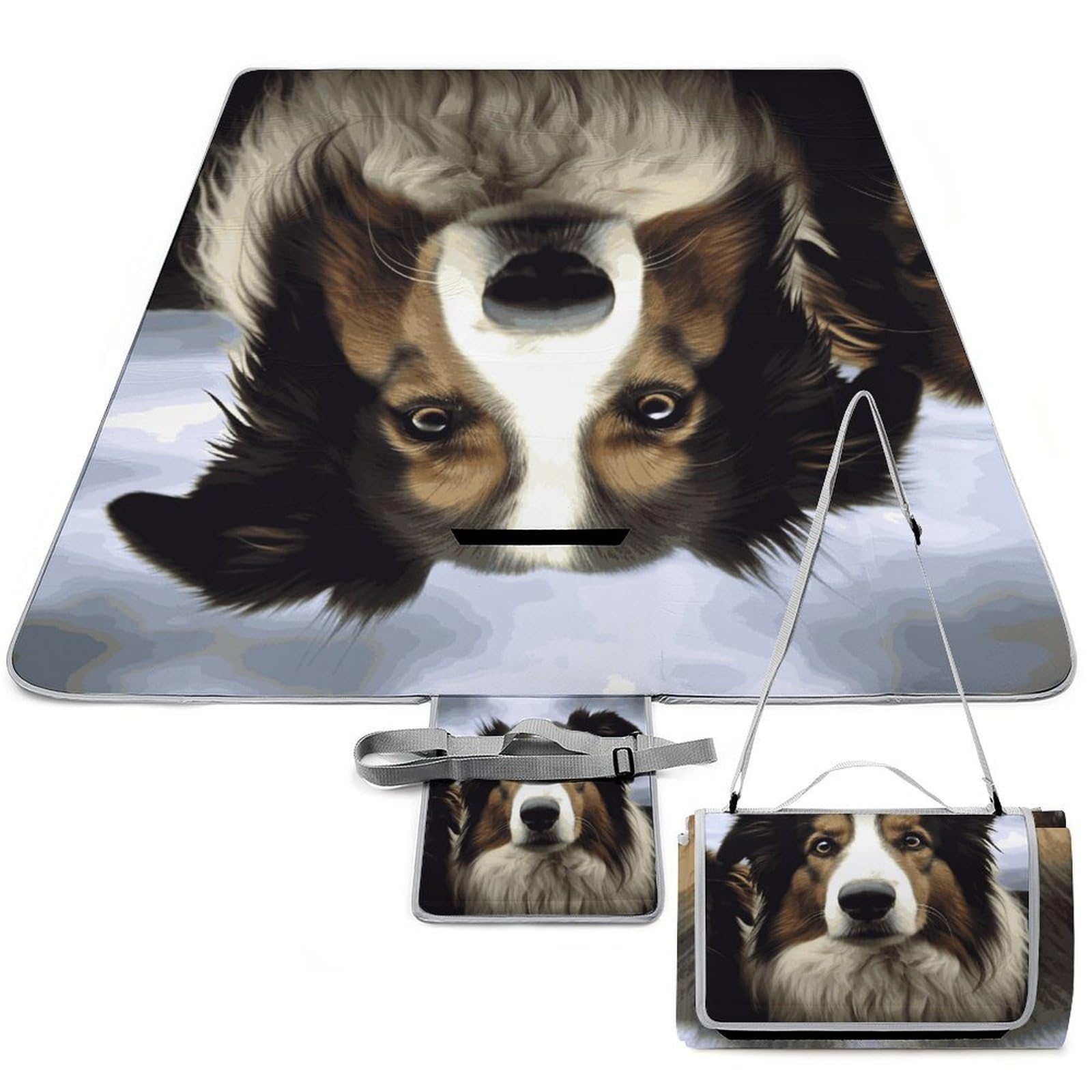 Tappetino pieghevole per esterni con cane pecora, superficie impermeabile, facile da pulire, coperta da viaggio, per campeggio primaverile ed estivo
