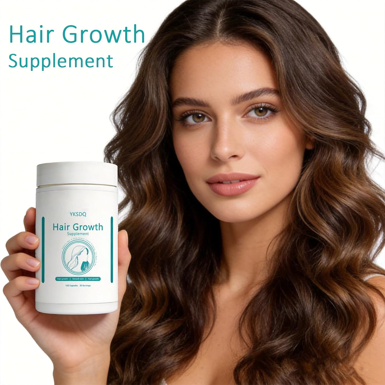 Hair Growth Biotin 10000mcg Supplement with Vitamins A C D E & Calcium - 30-in-1 Formula for Hair & Nails Support, for Women & Men, 30 Servings (1)