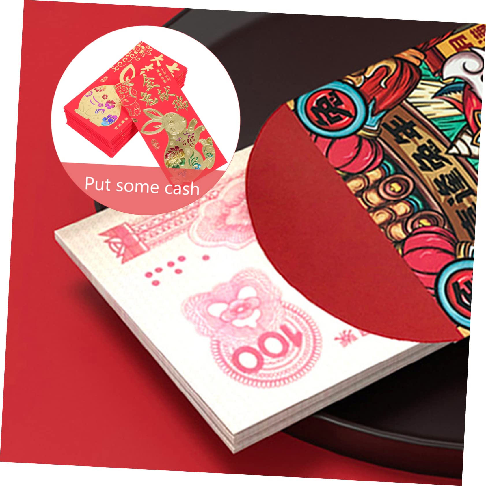 SEWACC 240 Piezas 2023 Año Del Conejo Paquetes Rojos Japoneses Sobres Rojos Chinos Asiáticos Sobre Rojo Del Año Del Conejo Paquetes De Conejito Rojo Ver Hongbao Papel