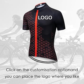Personalised Cycling Jersey for Adult & Teenager Short Sleeve Customised Mountain Bike Top with Team Name Logo Racing Bicycle Clothes(Rot)