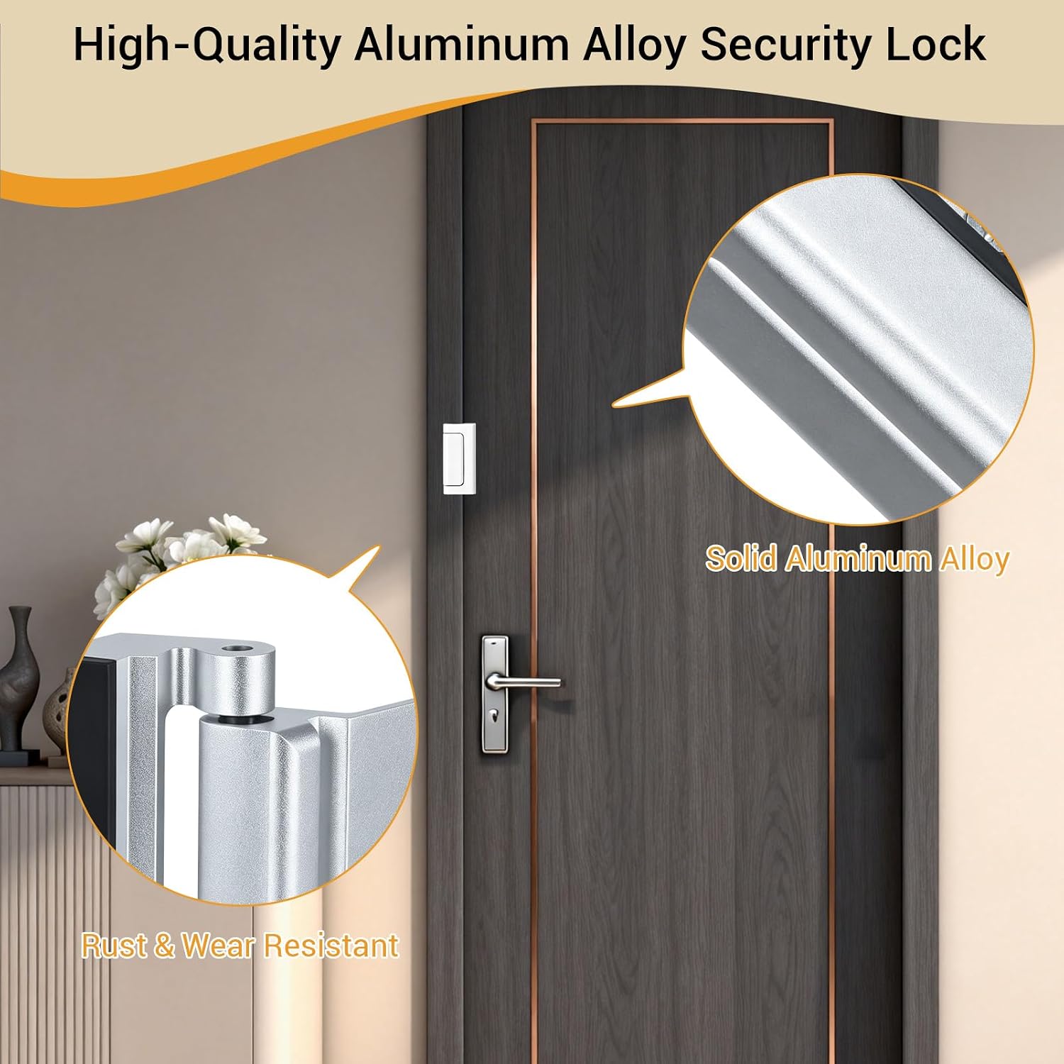 Home Security Door Reinforcement Lock, 800 Lb, Inward Swing Doors, 2 Pack image 4