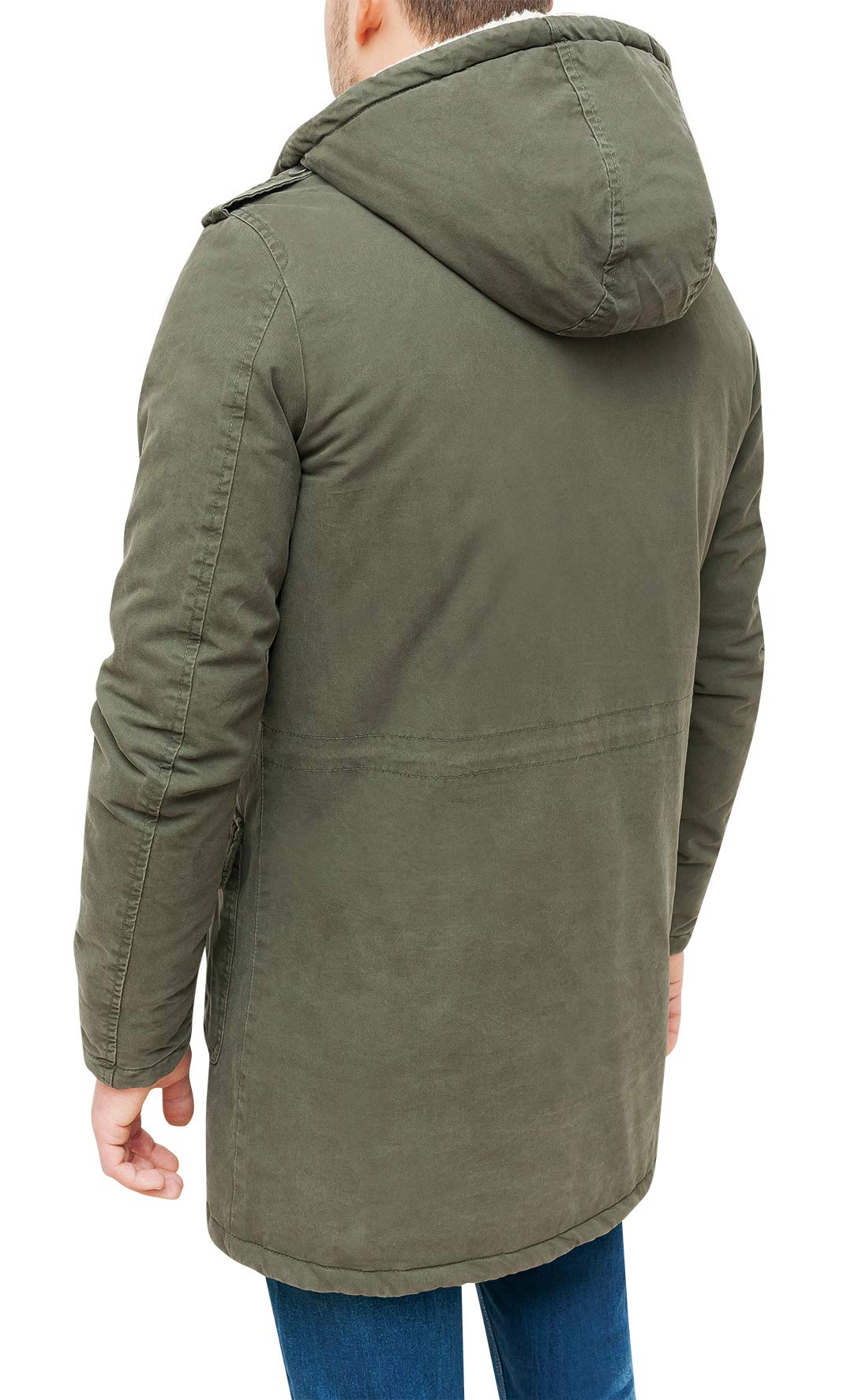 Evoga Giubbotto Parka uomo verde militare casual giaccone eskimo invernale con pelliccia