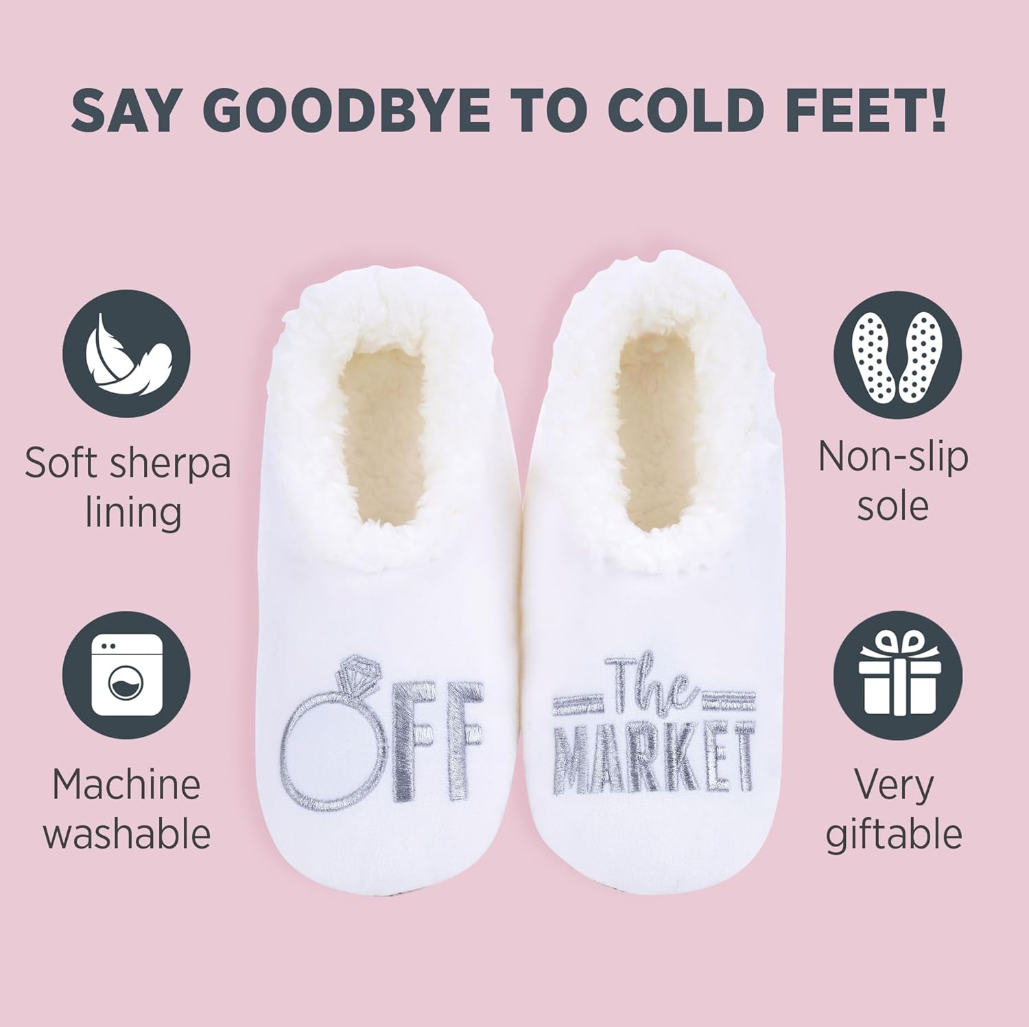 Snoozies Slipper Socks for Women, Cute Bride Wedding Gifts and Fun House Slippers, Soft Sherpa Lining - Image 2