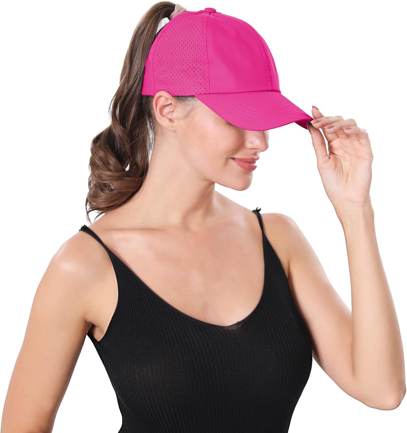 ZTL Women's High Ponytail Baseball Cap Performance Running Hat Quick Dry Mesh Sports Cap Unstructured Dad Trucker Hats