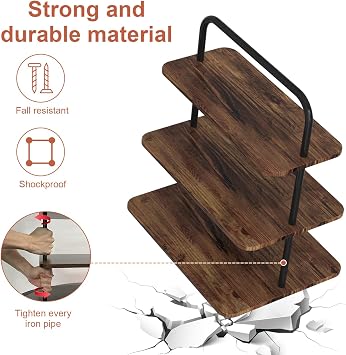 VyGrow 3-Tier Cake Stand, Wooden Cupcake Stand for Birthday Cady Bar Decor Weddings, Party Serving Tray, Rectangle Display Rack