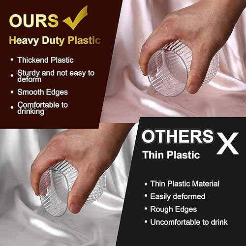 Miniatura 3 de Paquete de 40 copas de vino de plástico acanaladas, copas de vino desechables de origami de 14 onzas, vasos de cóctel de plástico transparente