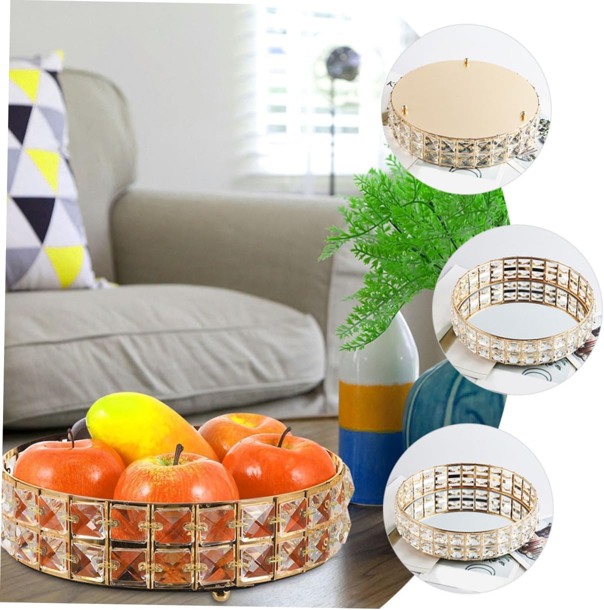 Mirror Jewelry Tray Elegant Round Jewelry Organizer for Home Decor Accent for Earrings Necklaces and More for Weddings and Special Occasions