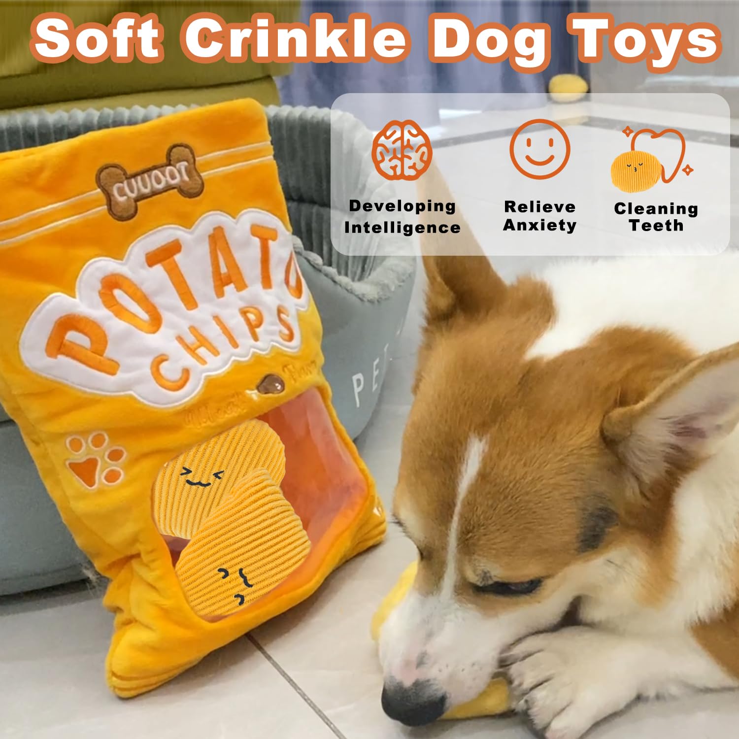 CUUOOT Dog Snuffle Toys Crinkly Squeaky Enrichment Dog Toys Interactive Plush Treat Puzzle Toy for Small Medium and Large Dogs - Image 4