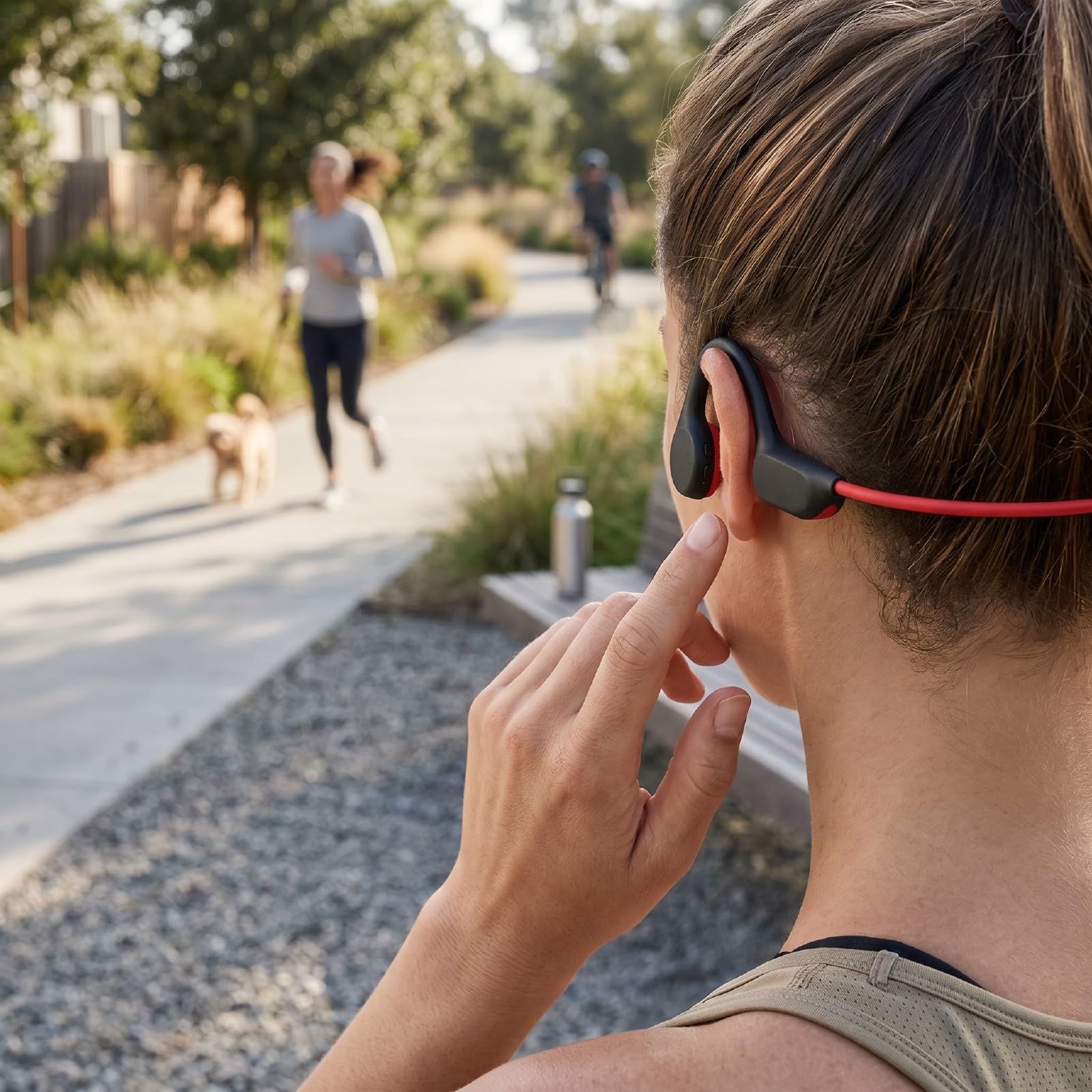 Tangxi Cuffie a Conduzione Ossea, Cuffie Auricolari Aperte Wireless Impermeabili IPX8 con Lettore MP3 da 32 GB Bluetooth 5.4 per Nuoto, Sport, Corsa (rosso)