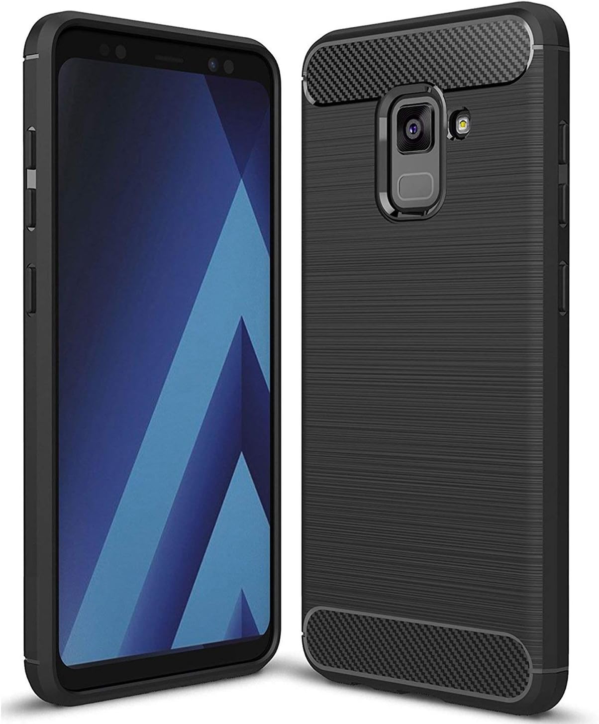 Vultic Carbon Fiber Case for Samsung Galaxy A8 2018, Durable [Shock Absorption] Slim TPU Matte Lightweight Bumper Cover (Black)