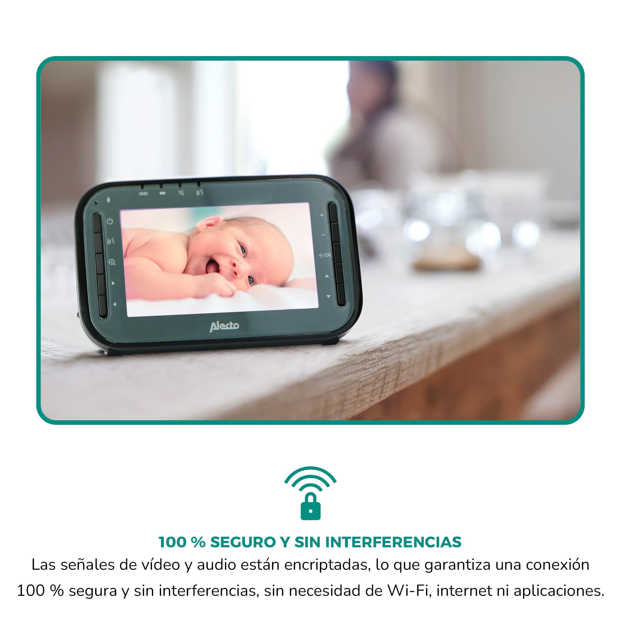 Alecto DVM200MBK Vigilabebés inalámbrico con cámara controlable - Vigilabebés 100% libre de interferencias - Monitor de bebé para interiores con visión nocturna y alto alcance de hasta 300 metros - 11