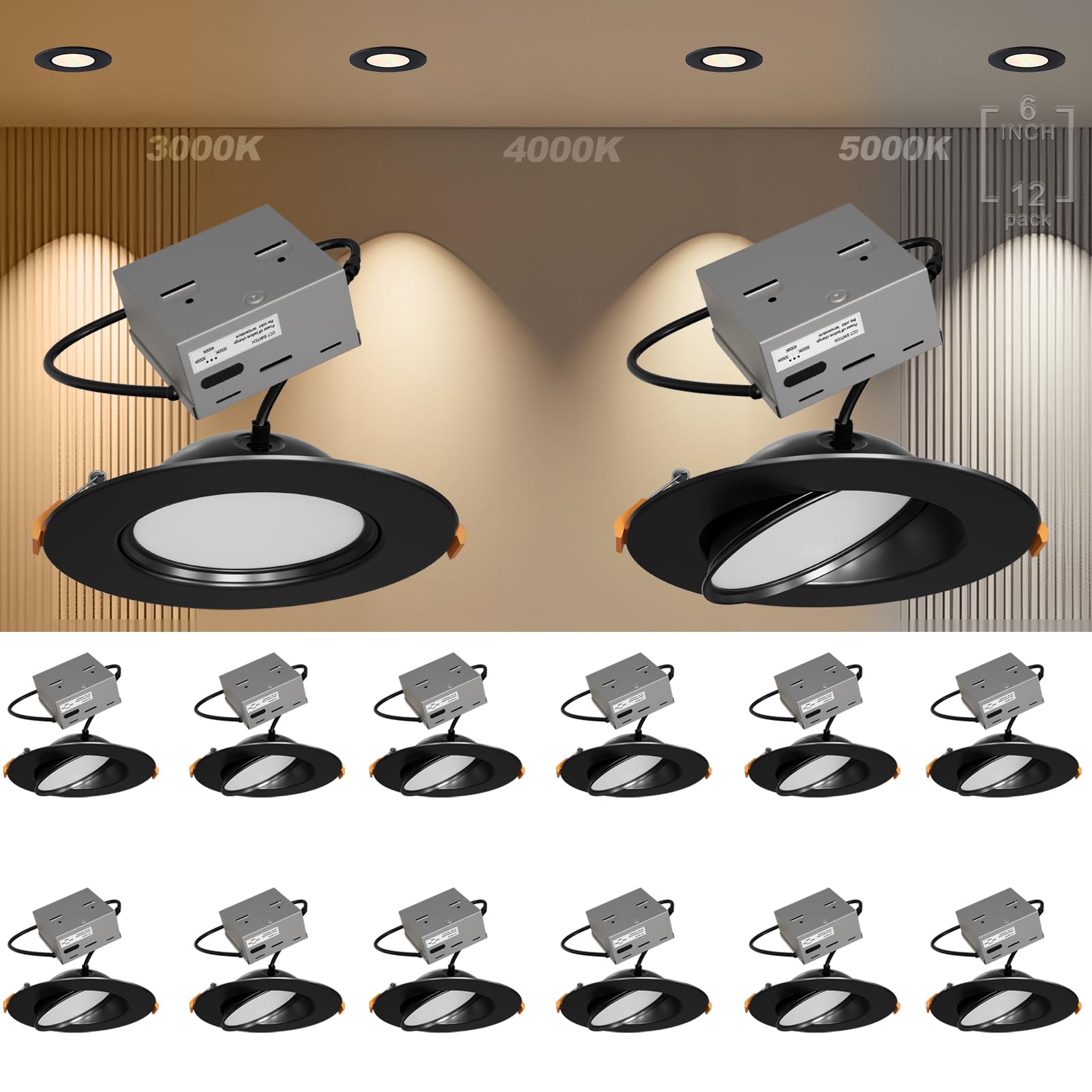 Lightdot Gimbal Recessed Light 6 inch, LED Gimbal Recessed Lighting ...