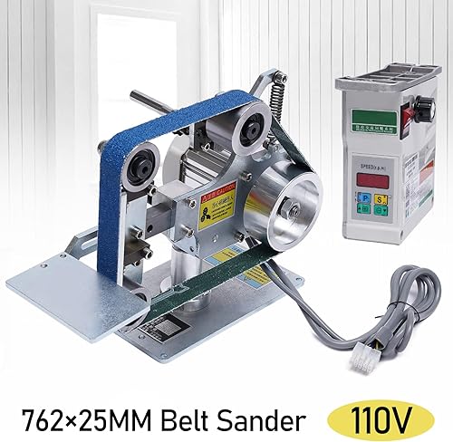 Miniatura 2 de TFCFL Máquina de correa pequeña de 30.000x0.984 in con motor sin escobillas,Máquina de correa de escritorio multifunción,Lijadora de banda de 550 W
