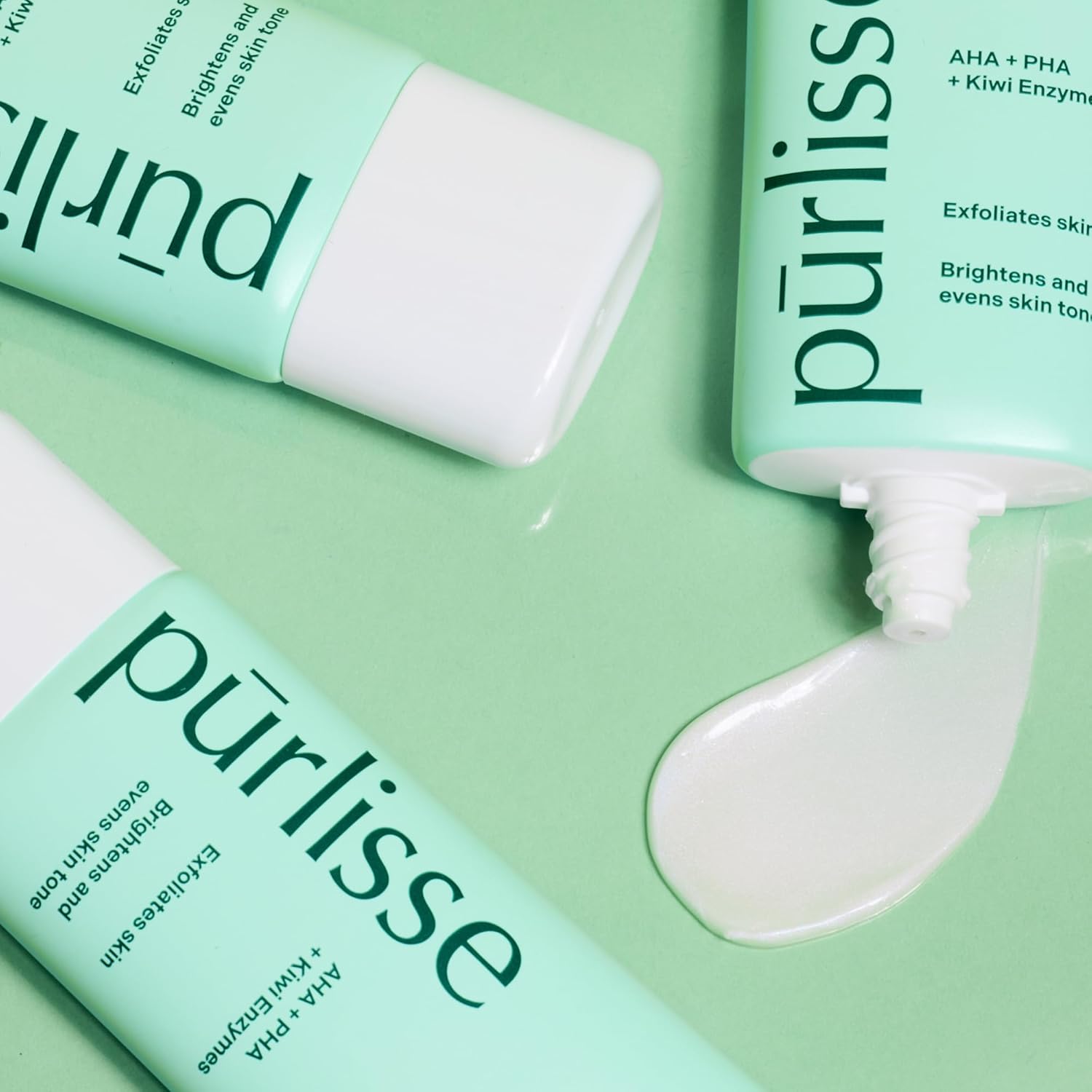 pūrlisse AHA & PHA Flash Facial Exfoliant - Gentle Brightening Mask to Help Gently Refine Texture, Clear Pores & Even Skin Tone - Enriched with Fruit Enzymes to Support Skin Barrier (1.7 oz)