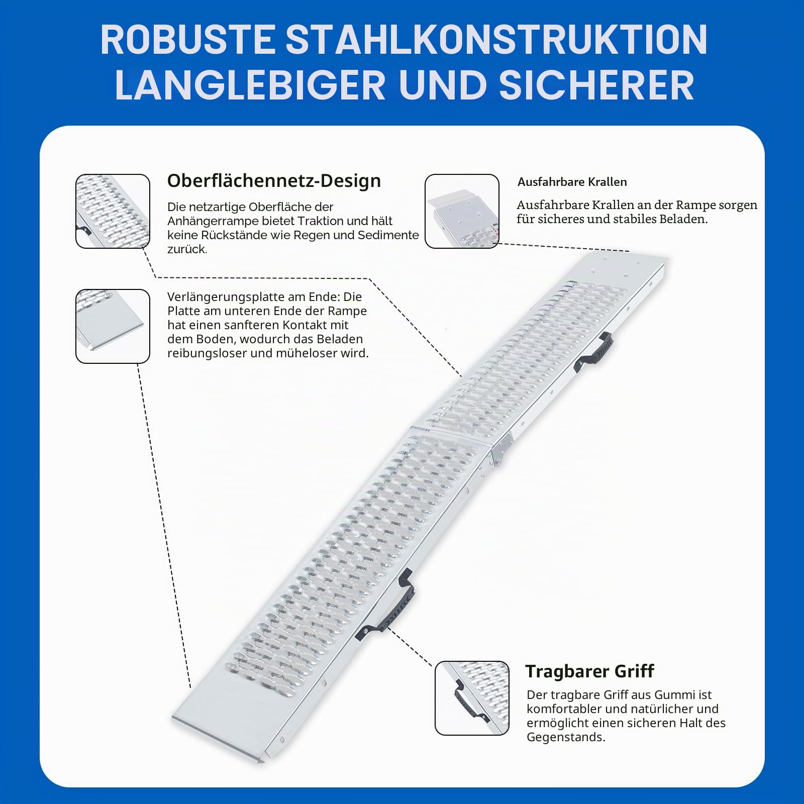 Laderampe, robuster Stahl, 2 Stück