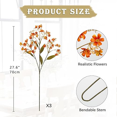 Miniatura 2 de Hollyone Flores artificiales de corona con tallo largo, 3 unidades, bolas de nieve, flores falsas de primavera de 27.5 pulgadas, flores azules