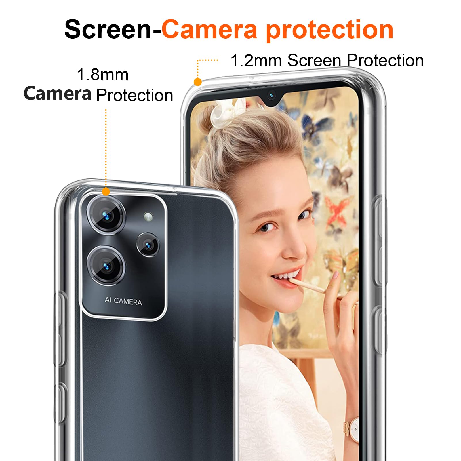 Kit 4 In 1 Per Oukitel C32/C32 Pro: Custodia Morbida TPU + 3 Pellicole In Vetro Temperato 9H - Protezione Antiurto E Antigraffio, Nero