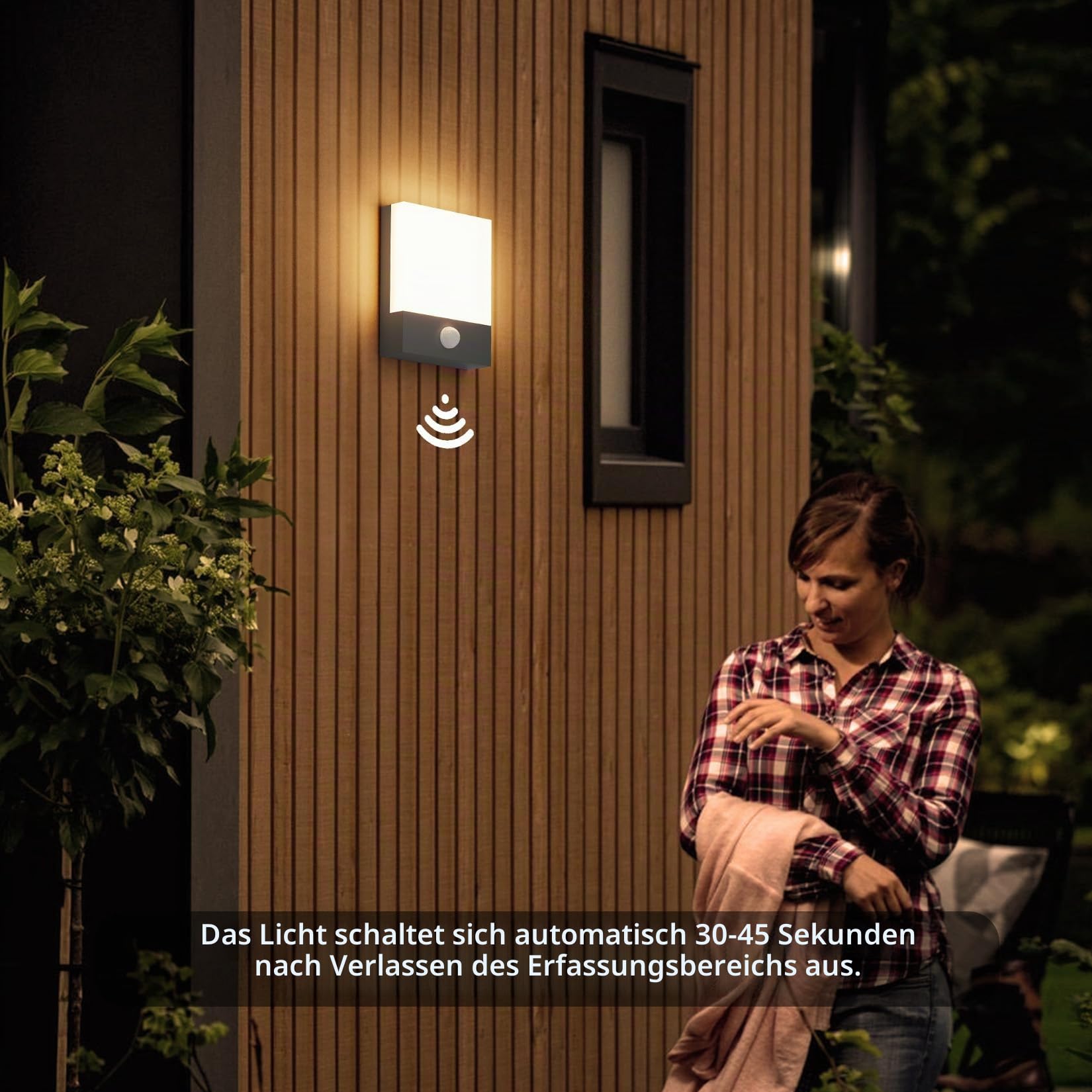 Klighten 24W LED Außenwandleuchte mit Bewegungsmelder Dunkelgrau IP65 3000k