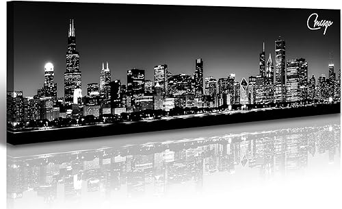 Miniatura 11 de Arte en lienzo blanco y negro de Dallas Skyline, paisaje de rascacielos, pintura impresa en lienzo, imágenes de edificios de la ciudad de Texas,