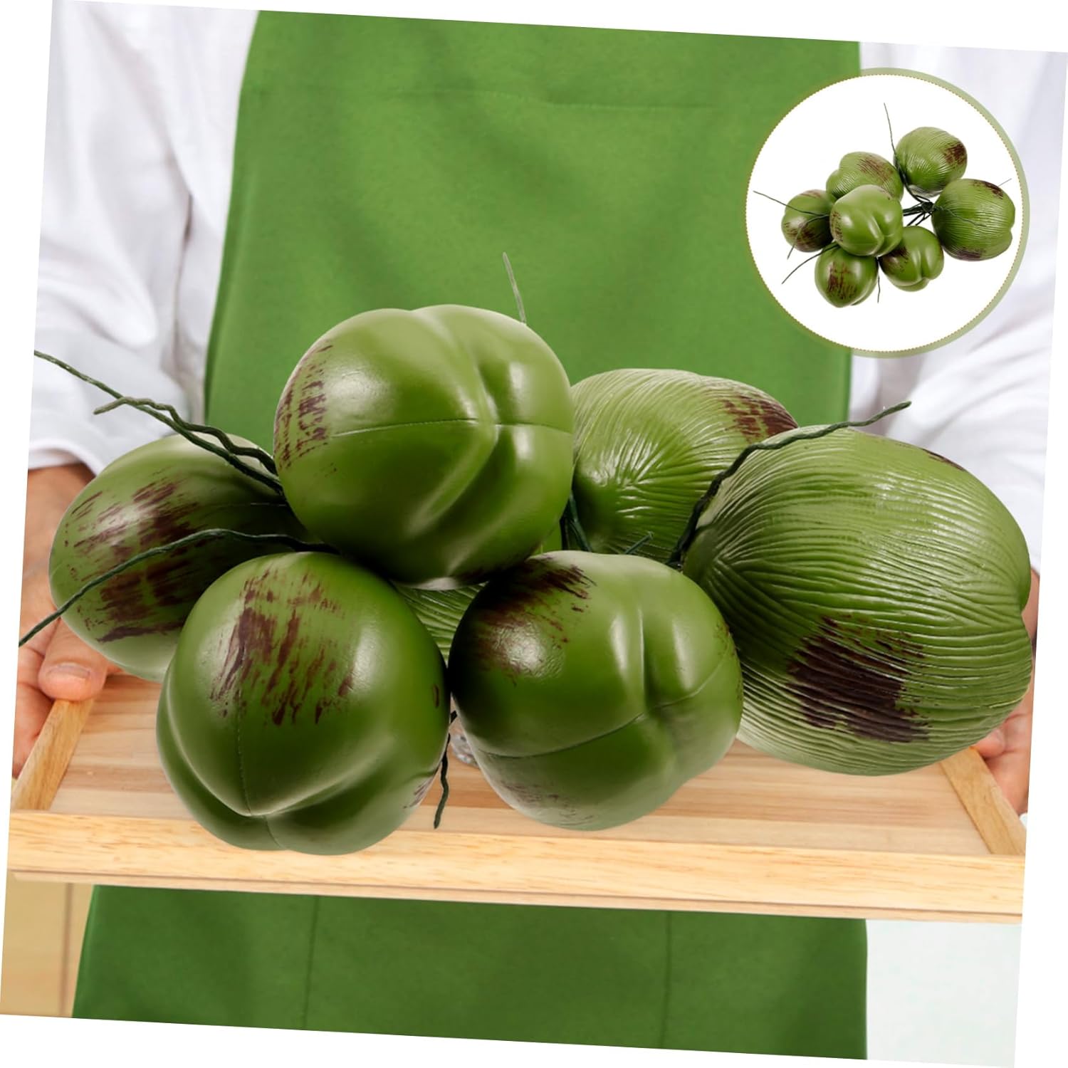 Cabilock 1 Bunch Artificial Lifelike Coconuts Decoration Fruits Simulation Fake Tropical Fruit Model for Photography Props Wedding Party Hawaiian Luau Jungle Theme