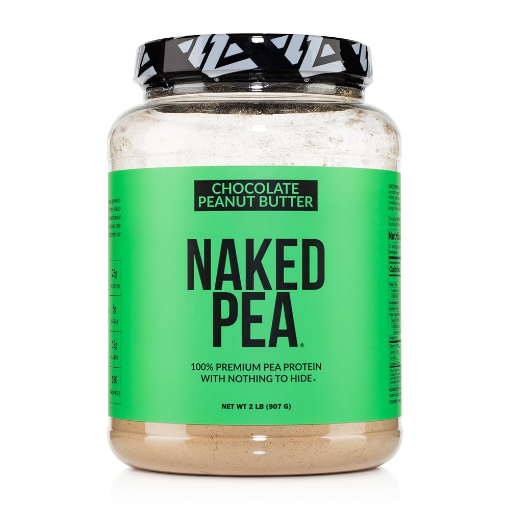 NAKED Pea - Chocolate Peanut Butter Protein from US & Canadian Farms, Organic Cocoa, Organic Coconut Sugar - No GMO, No Soy, and Gluten Free, Aid Growth and Recovery - 21 Servings
