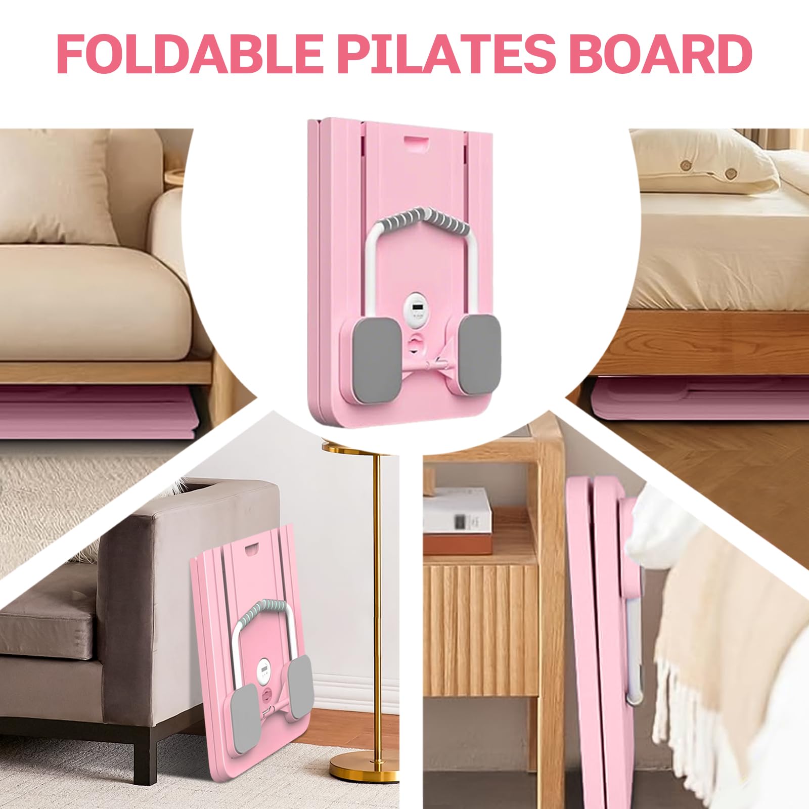 VHV Pilates Reformer Compact, 5 en 1 Pilates Pliable,La Roue Abdominale Push-up rebondit automatiquement Minuterie,Planche Abdominale Pilates Multifonction pour la Maison et la Salle de Sport