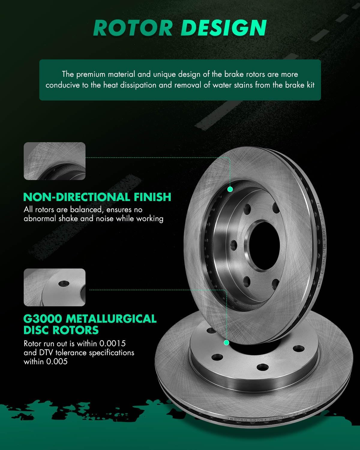 SCITOO Front 12" Brake Pads and Rotors Kits Fit For Cadillac For Escalade ESV/EXT,For Chevy For Avalanche 1500/For Silverado 1500/For Suburban 1500/For Tahoe,For GMC For Safari/For Yukon XL 1500