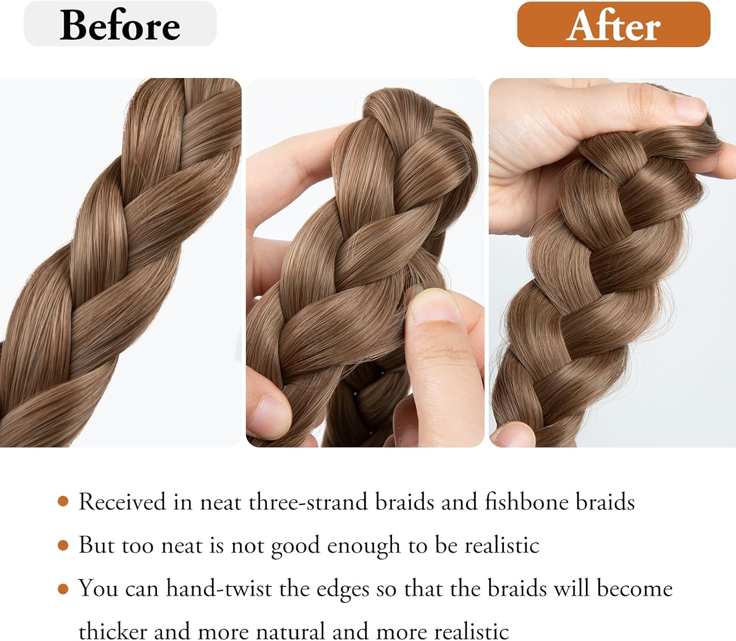 الاحترافي - شريط راس صناعي مضفر من ثلاث جدائل كلاسيكية عريضة، ... - view 6