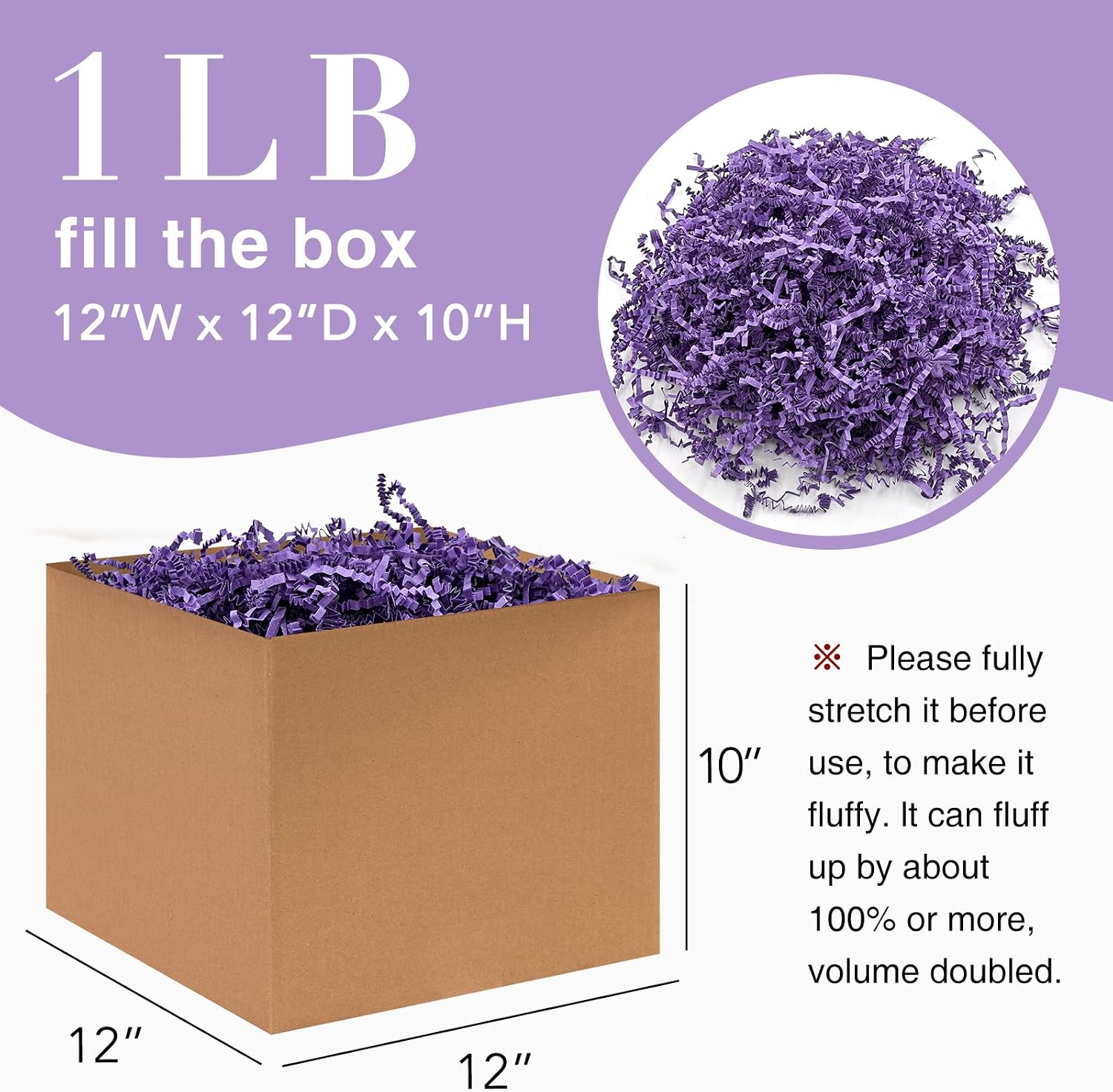 1LB Crinkle Cut Paper Shred Filler for Gift Box Bag and Basket On Holidays(Purple) image 2