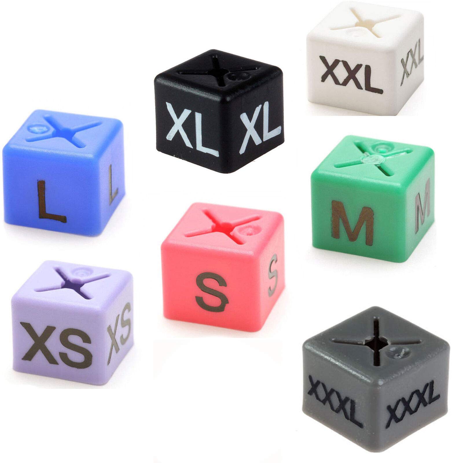 Garment Clothes Marker Size Cubes Pack of 50 Each Size XS,S,M,L,XL,XXL,XXXL (Set of 7)