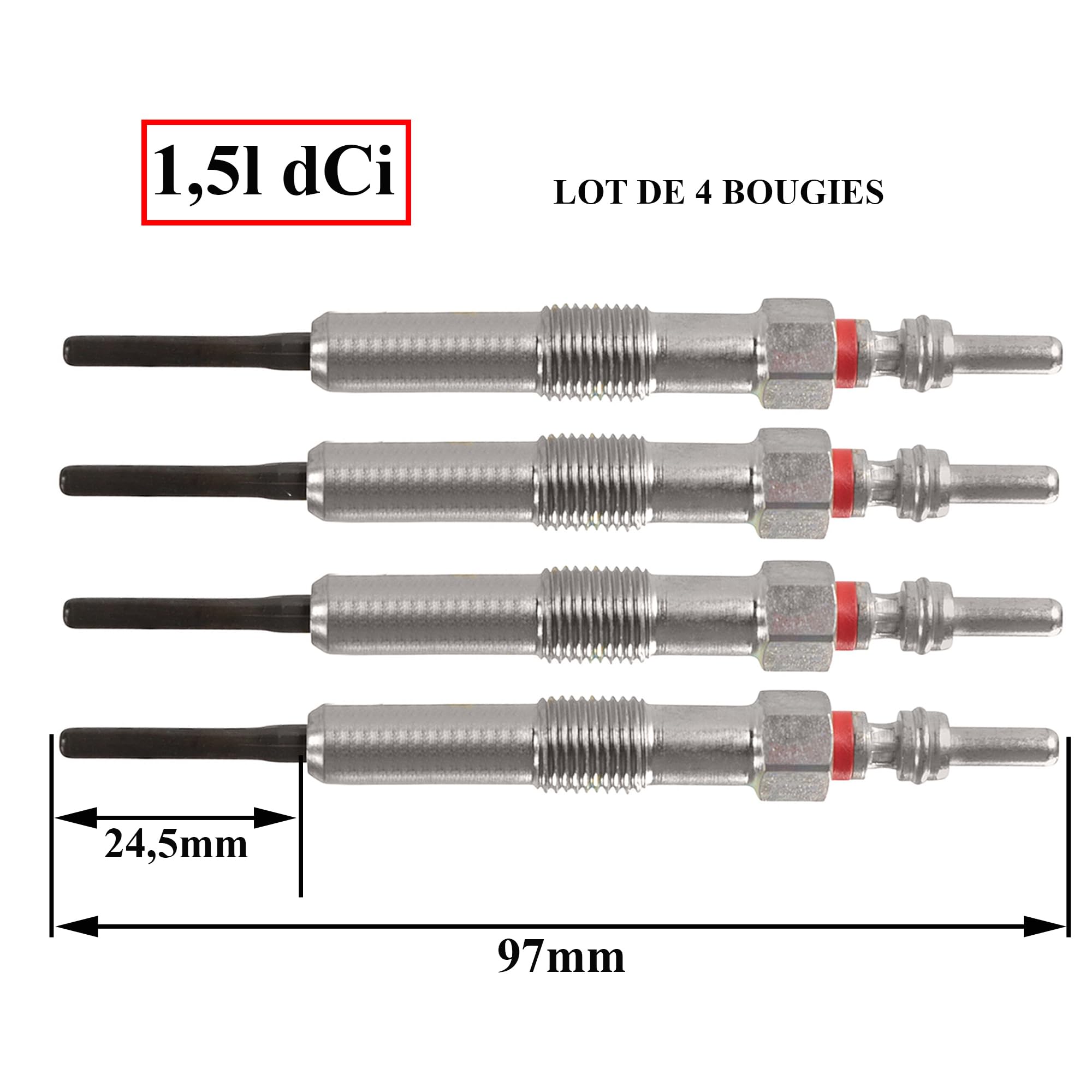 Partsline (Lot de 4) Bougie de préchauffage compatible avec Duster Logan Sandero Classe A B CLA Citan Qashqai Micra Clio 3 Captur Clio Kadjar Kangoo Laguna 3 Talisman Twingo 1,5 DCI