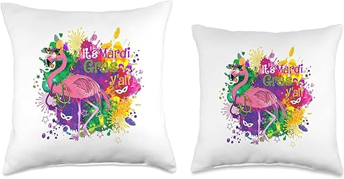 Miniatura 3 de Beads And Bling Its A Mardi Gras Thing Its Mardi Gras Yall Flamingo Colors Carnival - Almohada para disfraz de carnaval 18 x 18 pulgadas multicolor