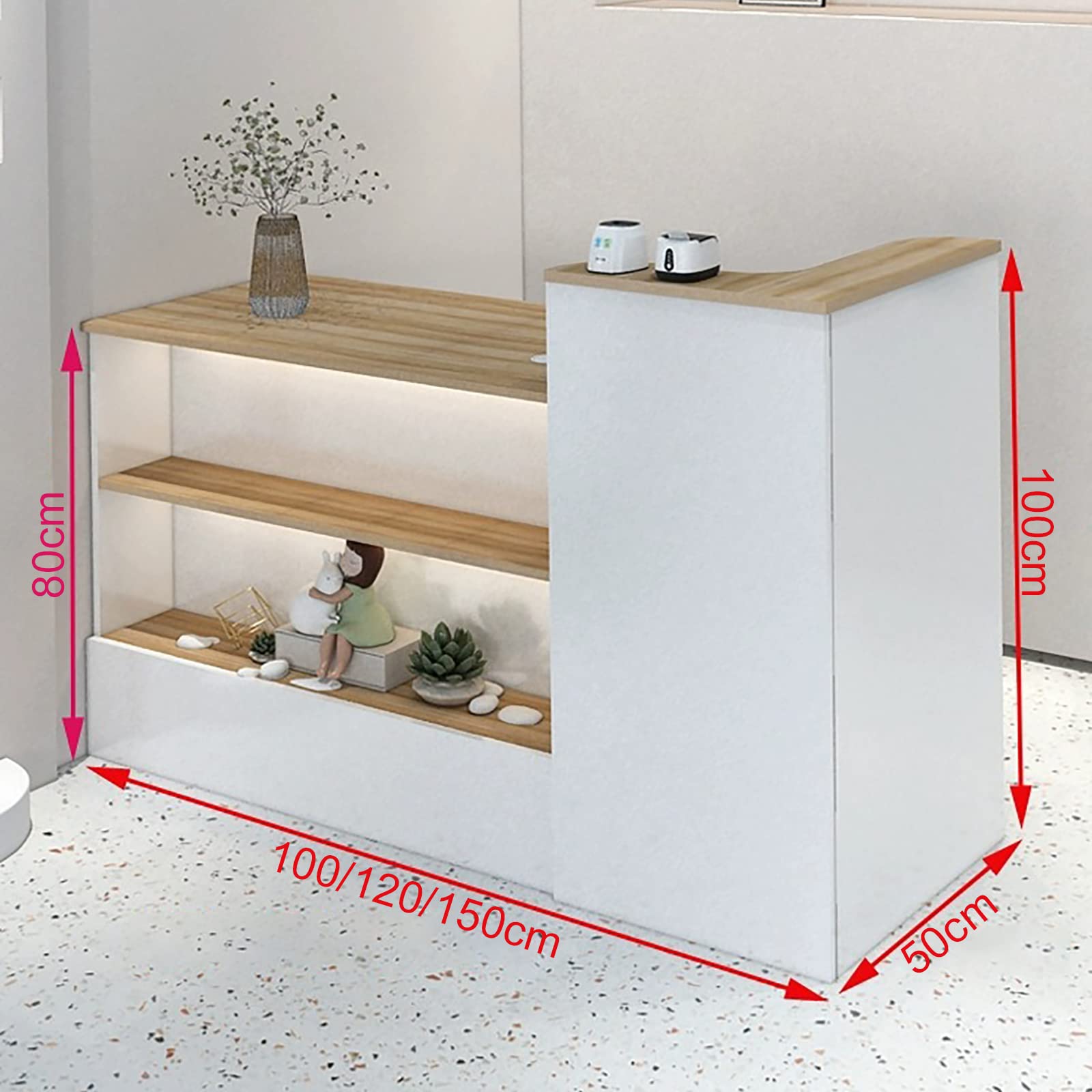 サロン向き】木製カウンターテーブル 収納付き