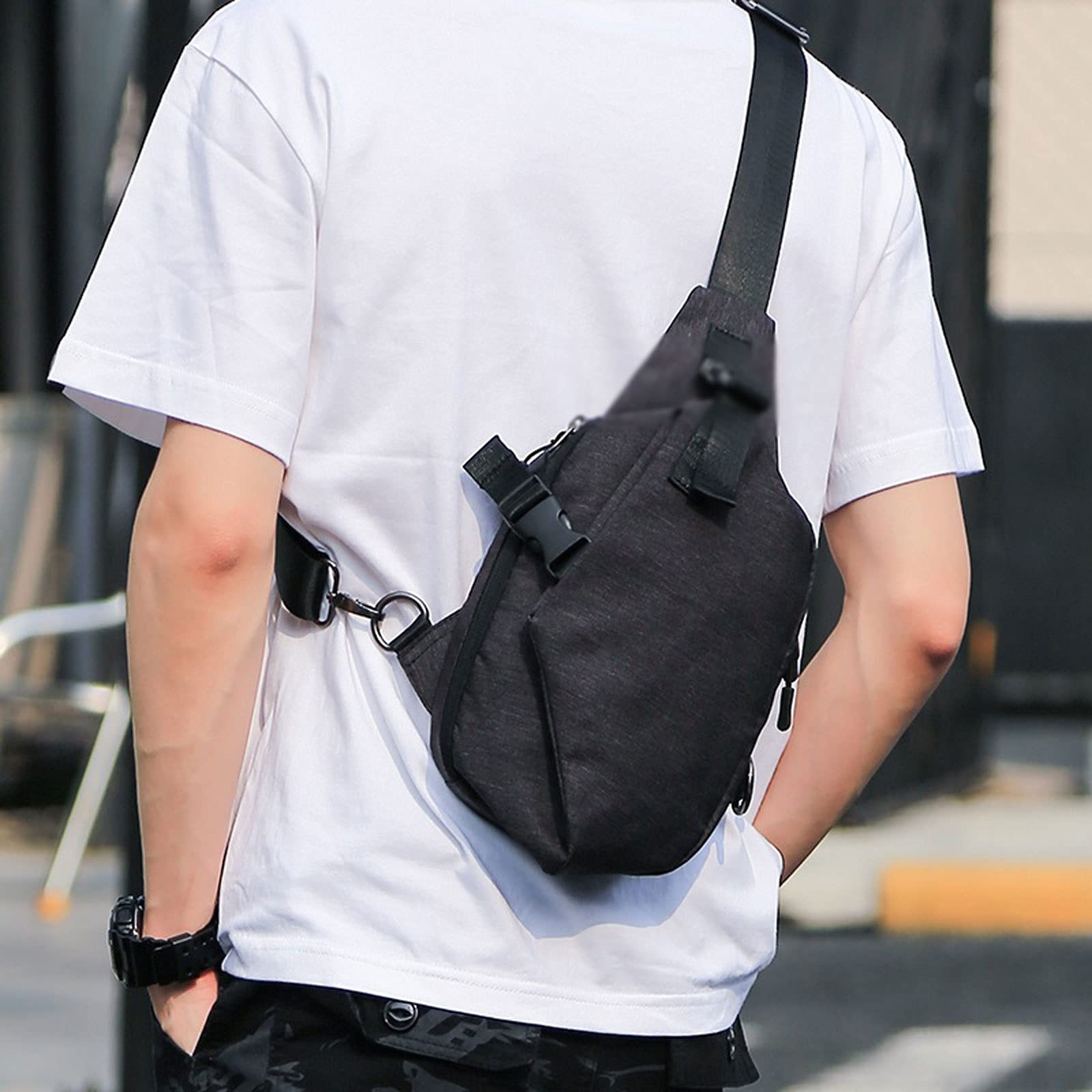 DieffematicXB Bandoleras Hombre Hombre antirrobo bagpack Sling Un Hombro Bolsa de Deporte Impermeable Viaje Pequeño Bolso de Pecho Slim Mini Crossbody Bolss Messenger Pack (Color : Grijs)